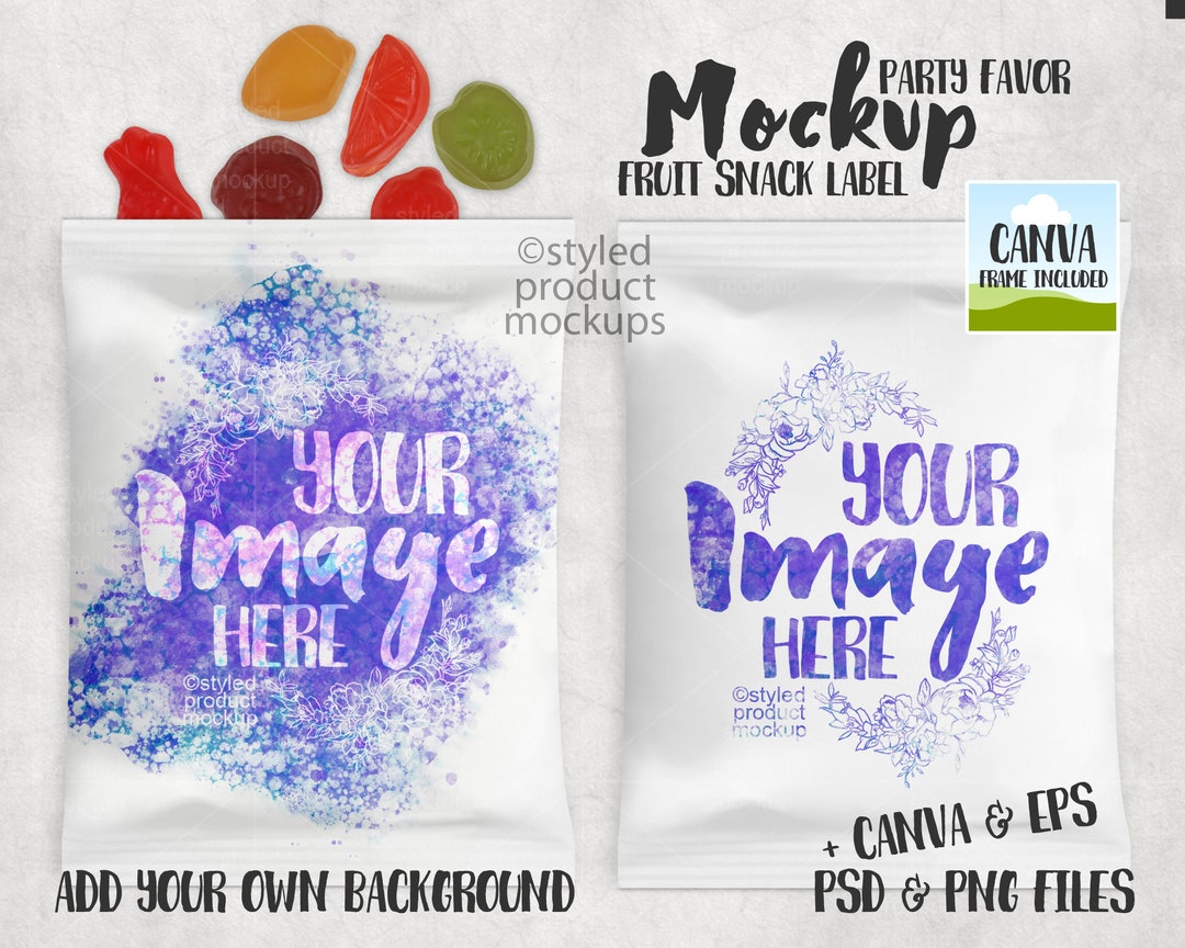 Fruit Snack Label Wrapper Party Favor Mockup Add Your Own Image and