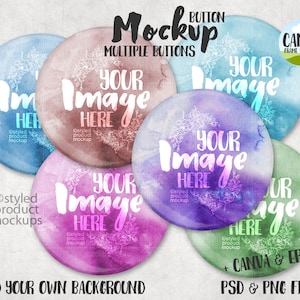 Multiple button front mockup template| Add your own image and background | canva frame mockup