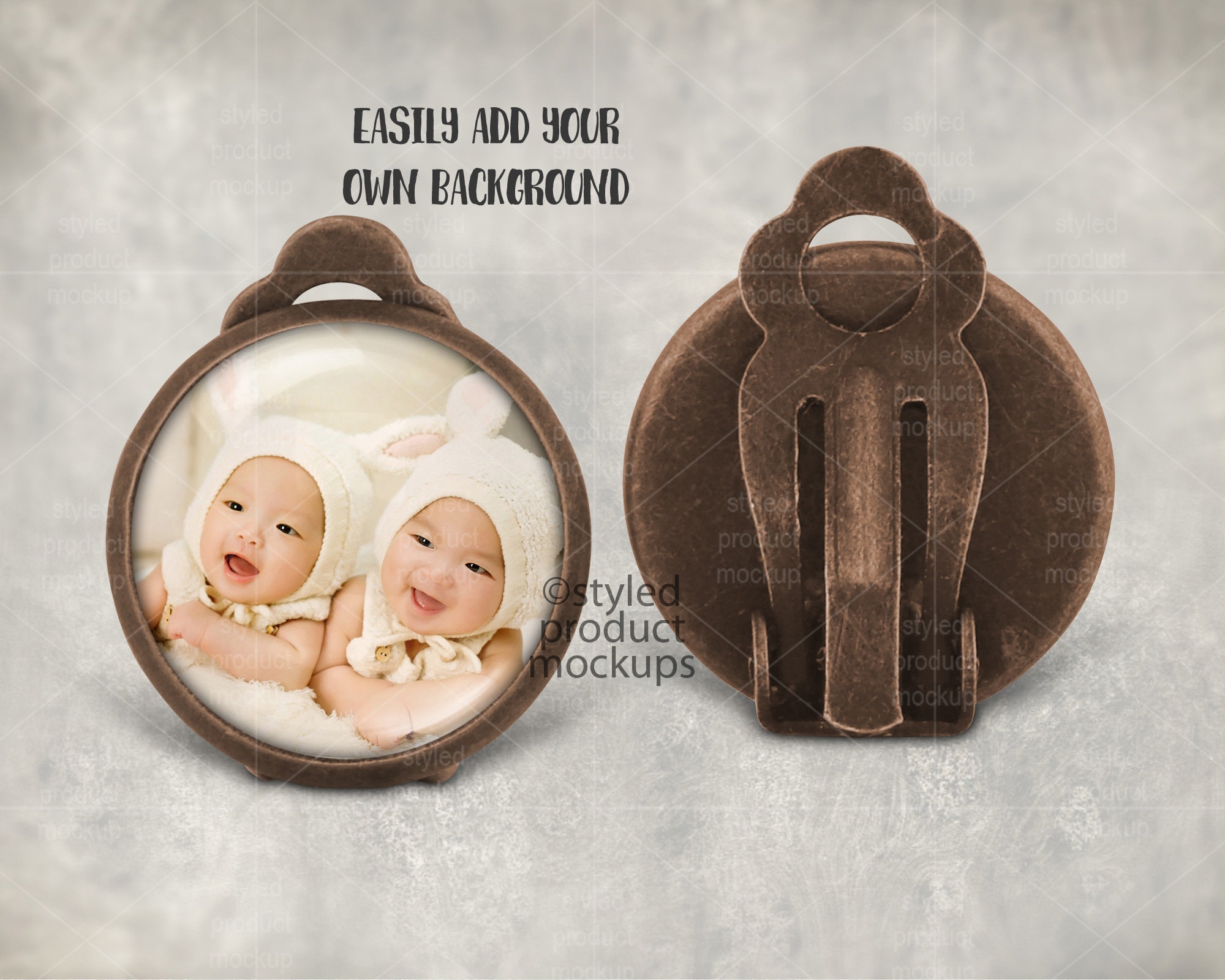 Clip on earring tray with glass cabochon mockup Add your own Etsy