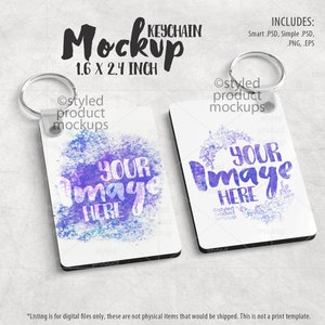 Dye sublimation rectangle keychain Mockup | Add your own image and background