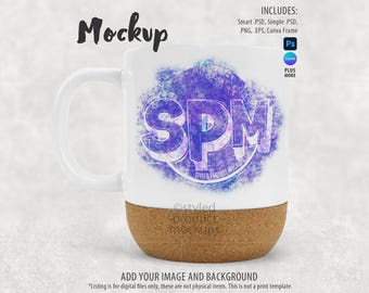 Dye Sublimation 15oz Cork Mug Mockup (Photoshop, Canva, PNG)
