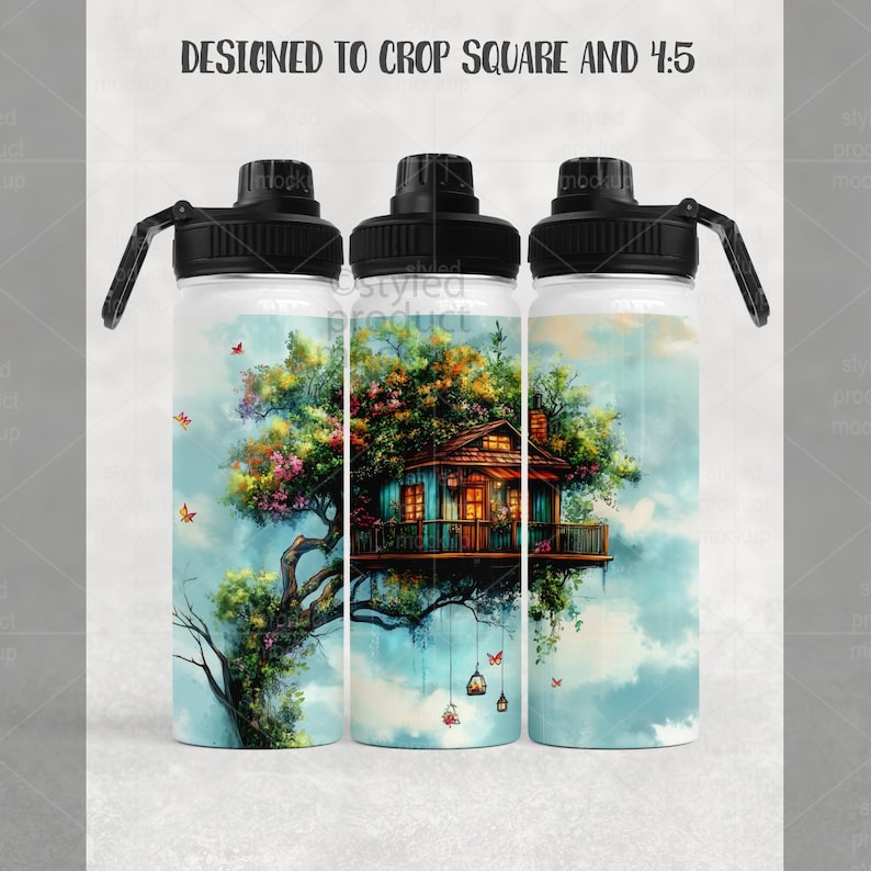 Maqueta de botella deportiva de 18 oz con sublimación de tinta / Agregue su propia imagen y fondo imagen 6