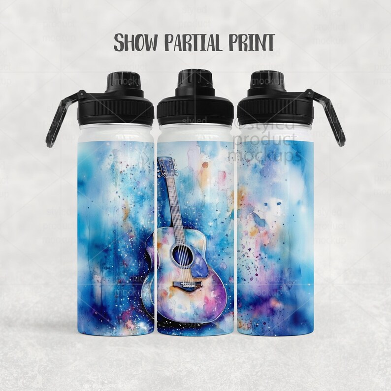 Maqueta de botella deportiva de 18 oz con sublimación de tinta / Agregue su propia imagen y fondo imagen 8