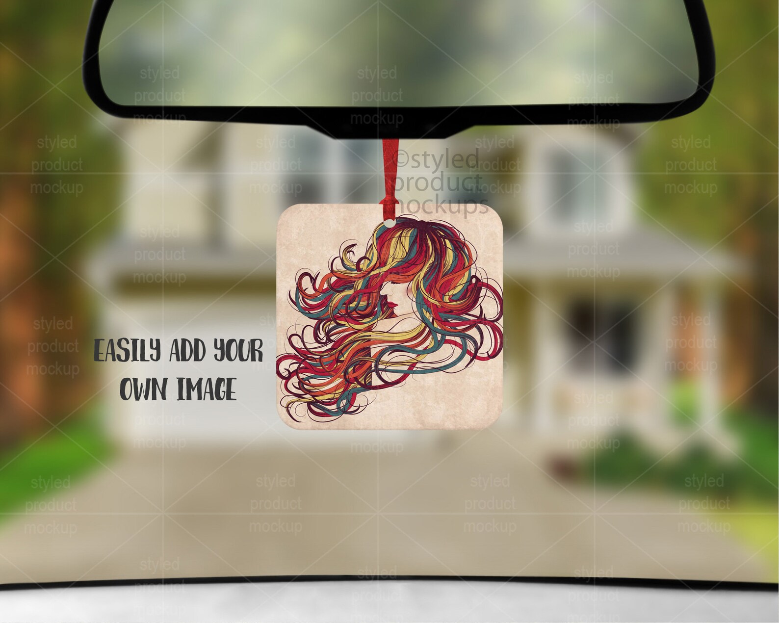 Dye Sublimation Square Car Air Freshener Mockup Add Your Own Etsy