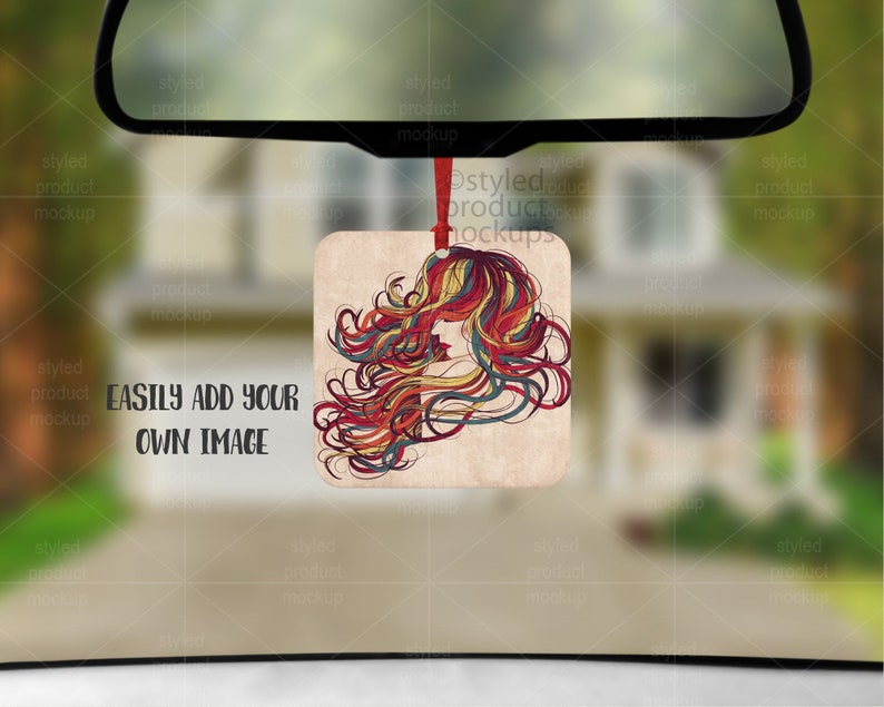 Dye sublimation square car air freshener mockup Add your ...