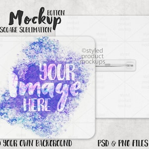 Dye sublimation square pinback button Mockup | Add your own image and background