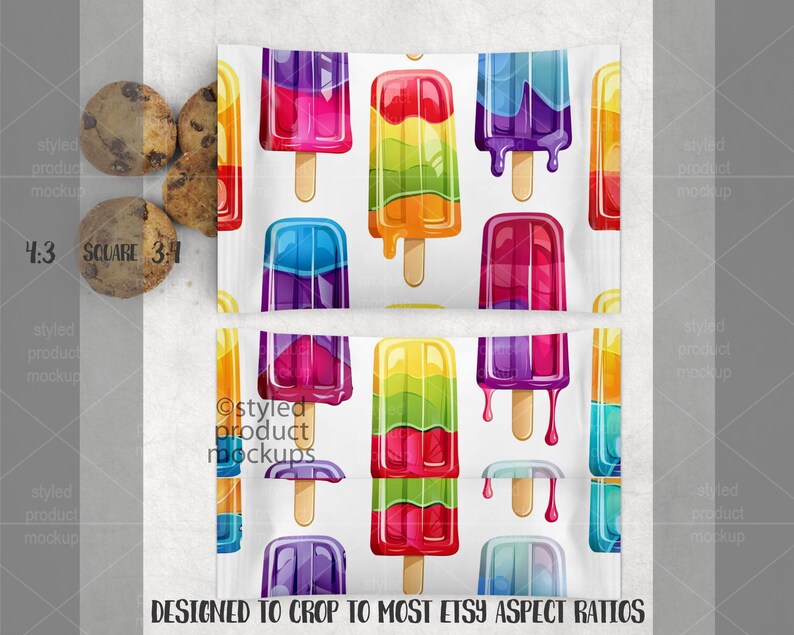 Chocolate chip mini cookie wrapper party favor Mockup | Add your own image and background | Canva frame mockup image 4