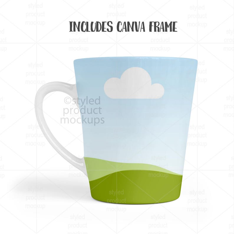 Dye sublimation 12oz Latte Mug Mockup (PSD, Canva, PNG) image 10