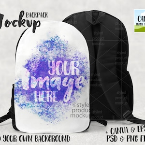 Dye sublimation backpack Mockup | Add your own image and background | Canva frame mockup