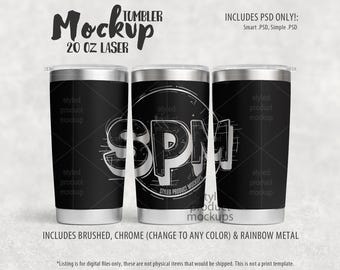 Laser Engraved 20oz Tapered Tumbler Mockup | Add your own image and background