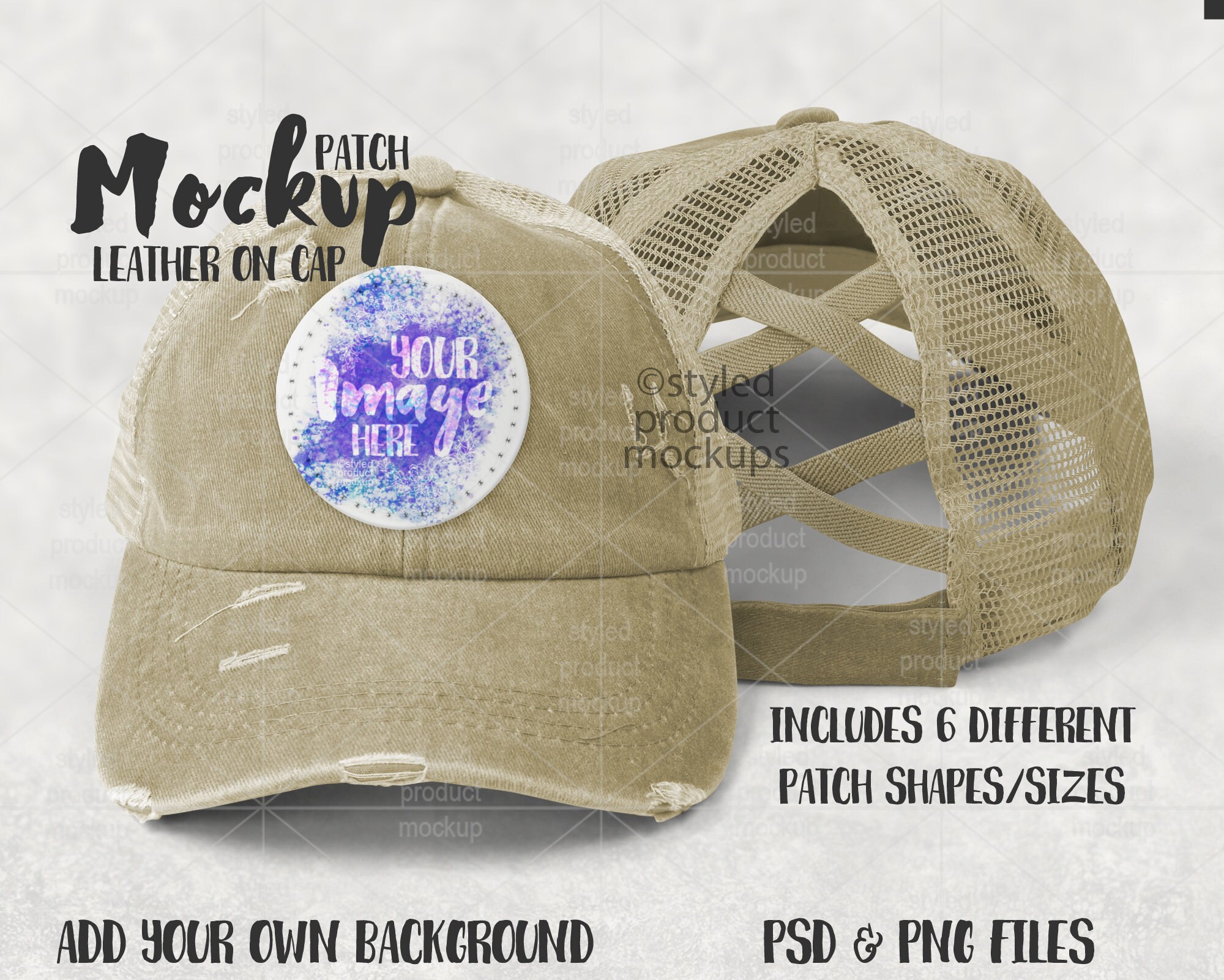 Dye Sublimation Leather Patch on Ponytail Vintage Trucker