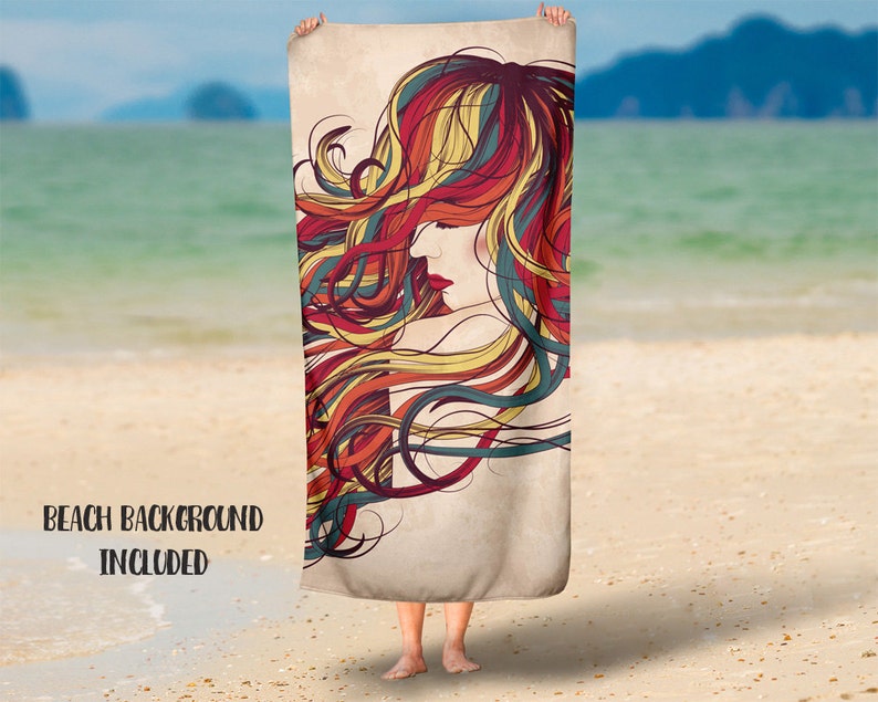 Rectangle 30x60 Beach Towel mockup template Add your own background Dye Sublimation image 6