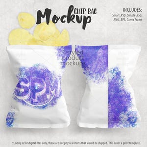 Mockup di etichetta per sacchetto di patatine fritte / Aggiungi la tua immagine e il tuo sfondo