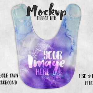 Fleece baby bib mockup template | Add your own image and background