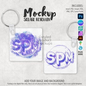 Dye Sublimation quadratischer Hartfaser Schlüsselanhänger mit Eckloch Mockup | Fügen Sie Ihr eigenes Bild und Hintergrund | Leinwandrahmen Mockup
