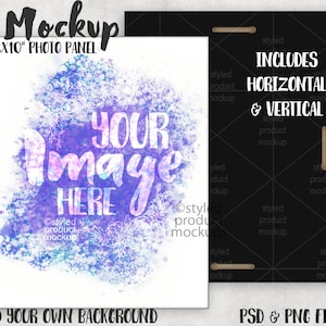 Kleurstofsublimatie 8 x 10 fotopaneel mockup | Voeg je eigen afbeelding en achtergrond toe