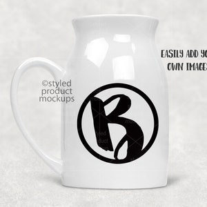 Dye sublimation milk jug shaped 15 oz mug Mockup Add your own image and background image 2