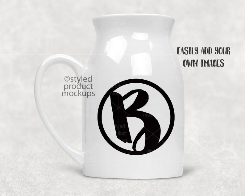 Dye sublimation milk jug shaped 15 oz mug Mockup Add your own image and background image 2