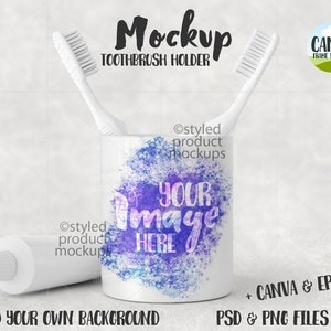 Dye Sublimations Zahnbürstenhalter Mockup | Fügen Sie Ihr eigenes Bild und Hintergrund | Leinwand Rahmen Mockup