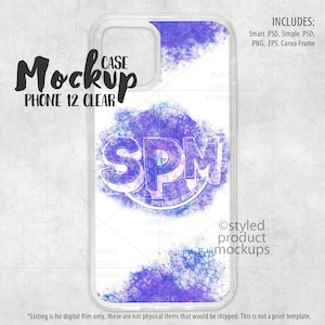 Dye sublimation clear cell phone 12 case Mockup | Add your own image and background | canva frame mockup