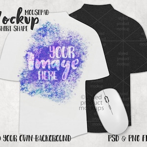 Dye sublimation shirt shaped mousepad Mockup | Add your own image and background