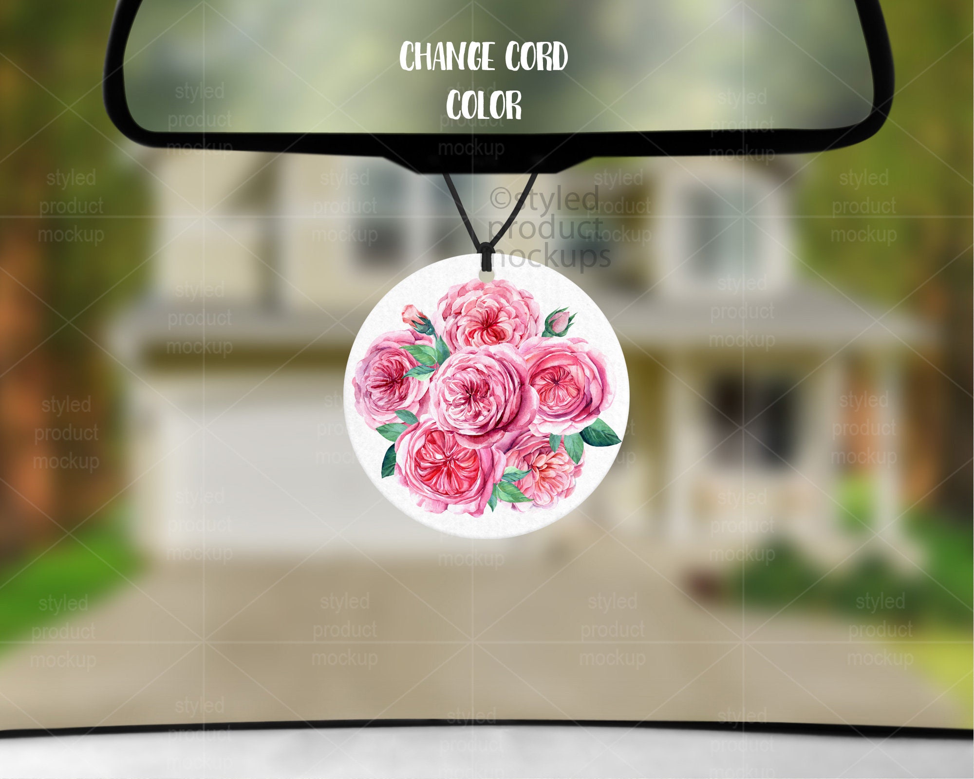 Dye sublimation round car air freshener mockup Add your own Etsy