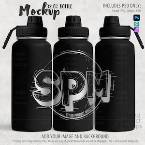 Laser Etched 32oz Water Bottle Mockup