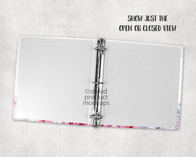 Three ring binder in flat lay view mockup template Add your Etsy