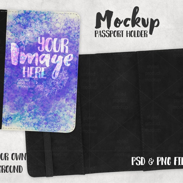 Dye sublimation double sided passport holder Mockup | Add your own image and background