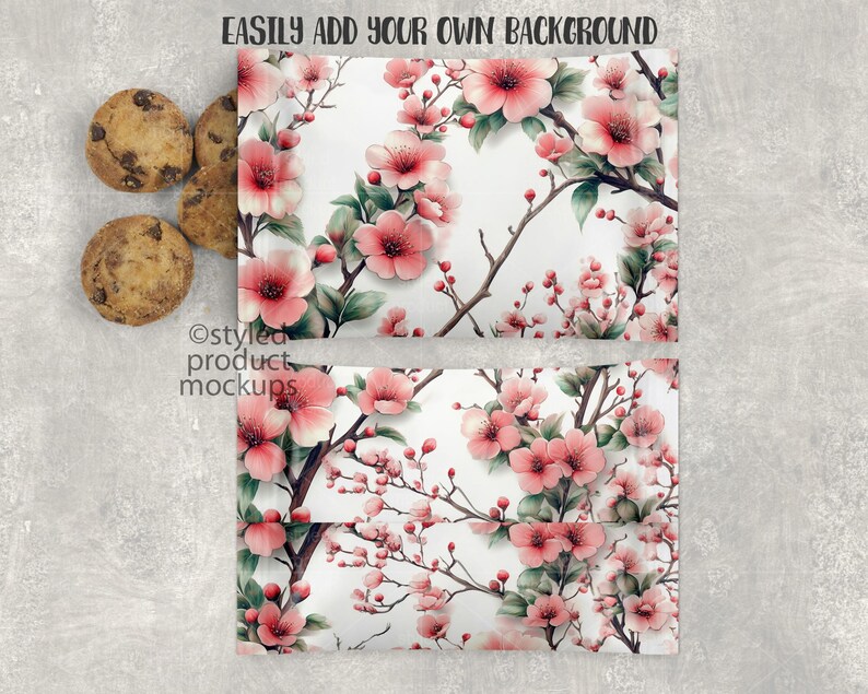 Chocolate chip mini cookie wrapper party favor Mockup | Add your own image and background | Canva frame mockup image 3