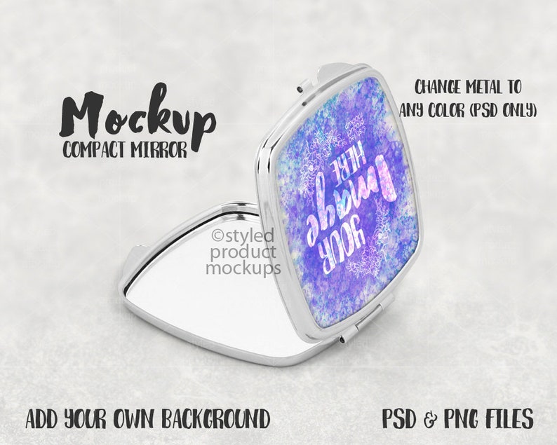 Square Compact Mirror Mockup Template Add Your Own Image And Background Art Collectibles Color Dekorasyonu Net