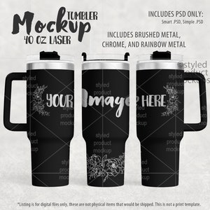 Laser etched 40oz tumbler with handle Mockup | Add your own image and background