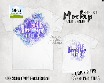 Crew Neck T-Shirt Mockup | Youth & Adult (PSD, PNG, Canva)