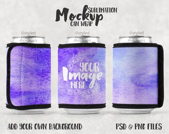 Dye sublimation can wrap with black border mockup template| Add your own image and background