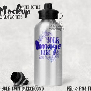 Dye Sublimation Edelstahl Wasserflasche 20 Unzen Mockup | Fügen Sie Ihr eigenes Bild und Hintergrund hinzu