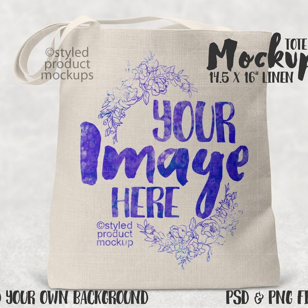 Dye sublimation linen tote bag mockup | Add your own image and background