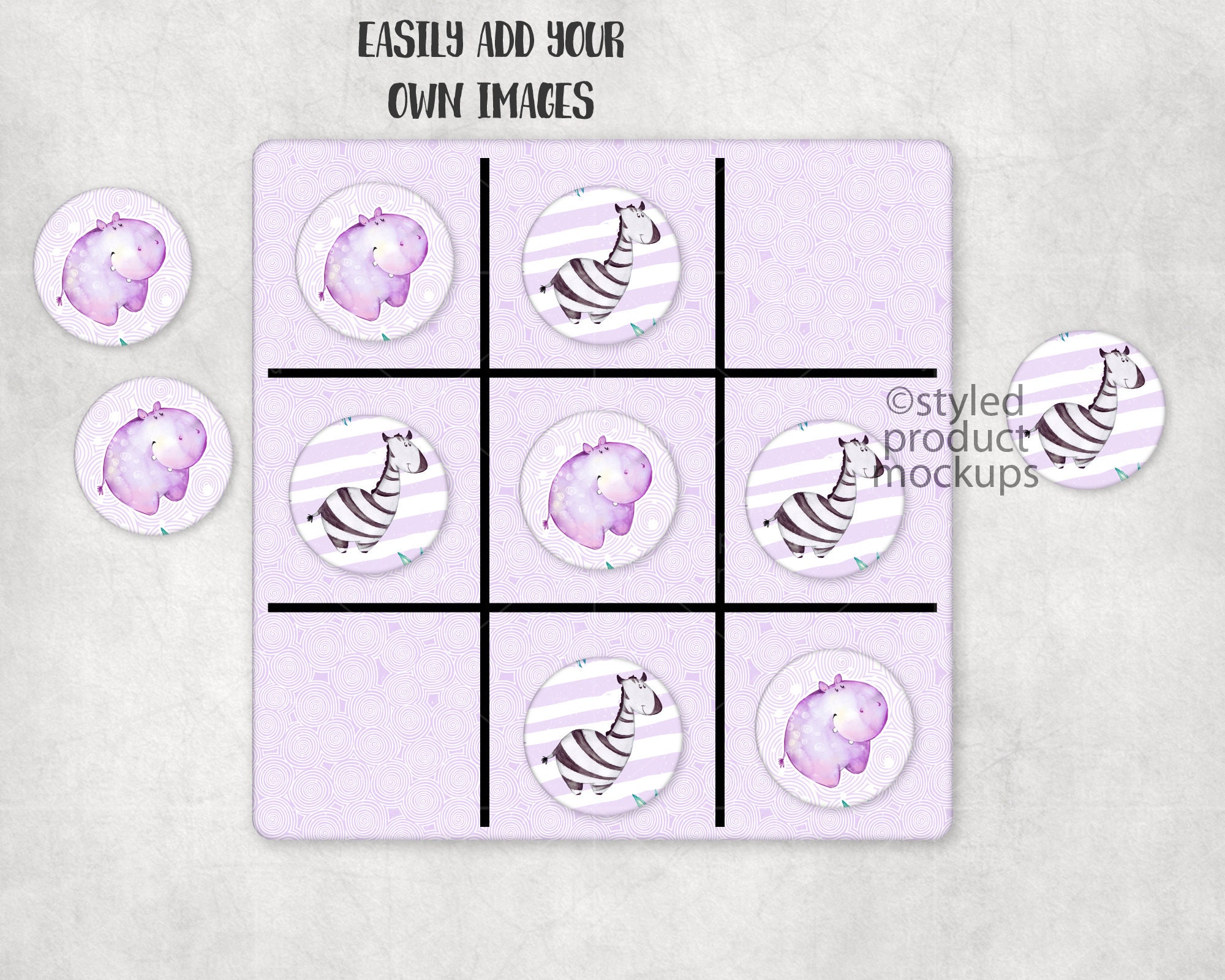 Dye Sublimation Tic Tac Toe Board Game Mockup | Add Your Own Image and ...