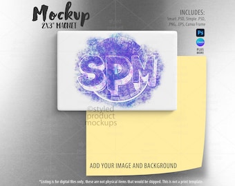 Rectangle Magnet Mockup: 2x3 Fridge Display (Photoshop, Canva, PNG)