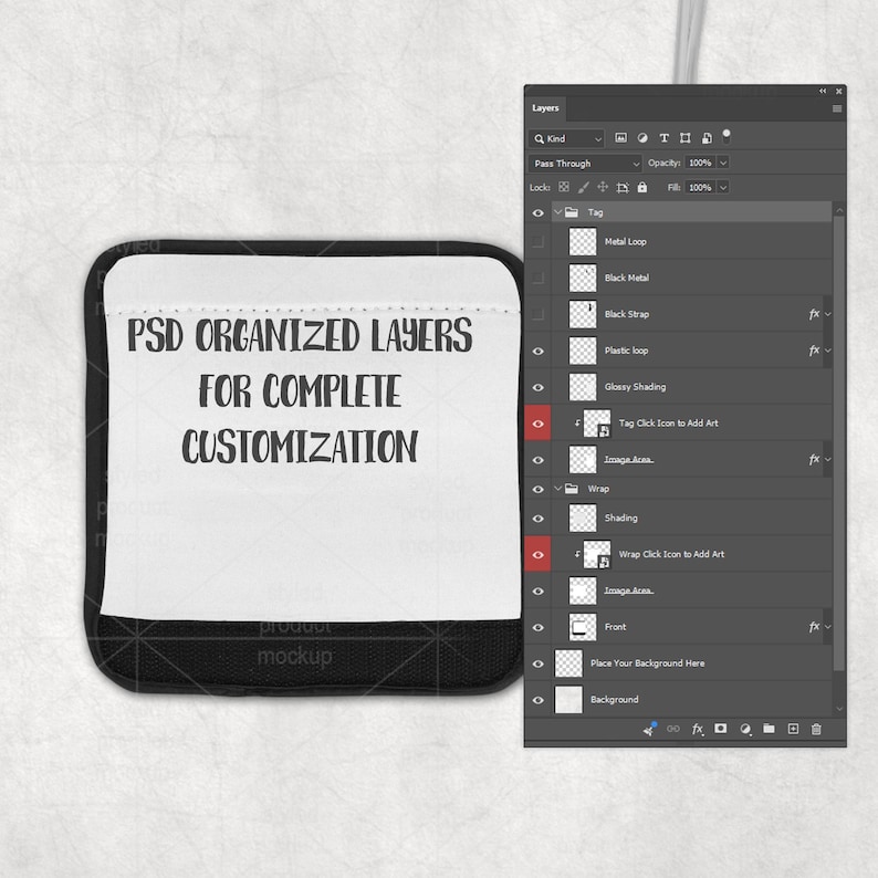 Sublimation rectangle luggage tag and wrap mockup | Add your own image and background image 8