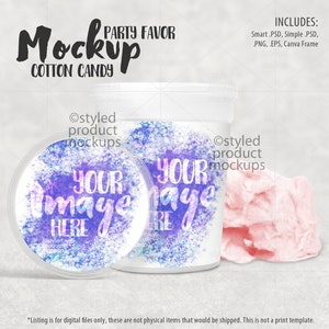 Zuckerwatte Etikett Gastgeschenk Mockup | Fügen Sie Ihr eigenes Bild und Hintergrund | Leinwandrahmen Mockup