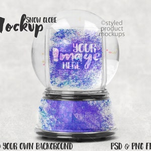 Snow globe with globe photo insert and base insert mockup | Add your own image and background