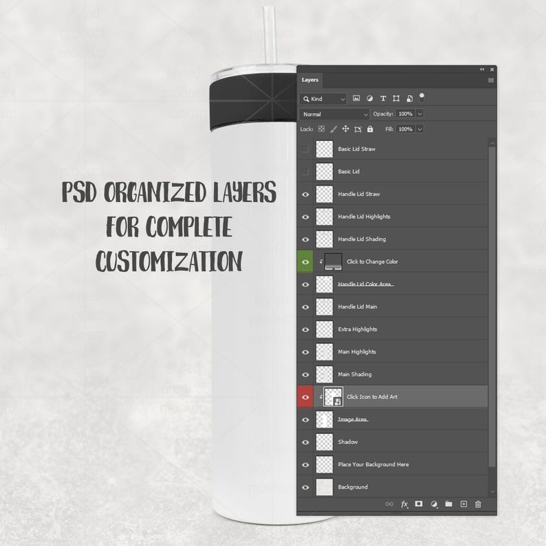 20oz Tumbler Mockup with Handle Lid (PSD, Canva, PNG) image 5