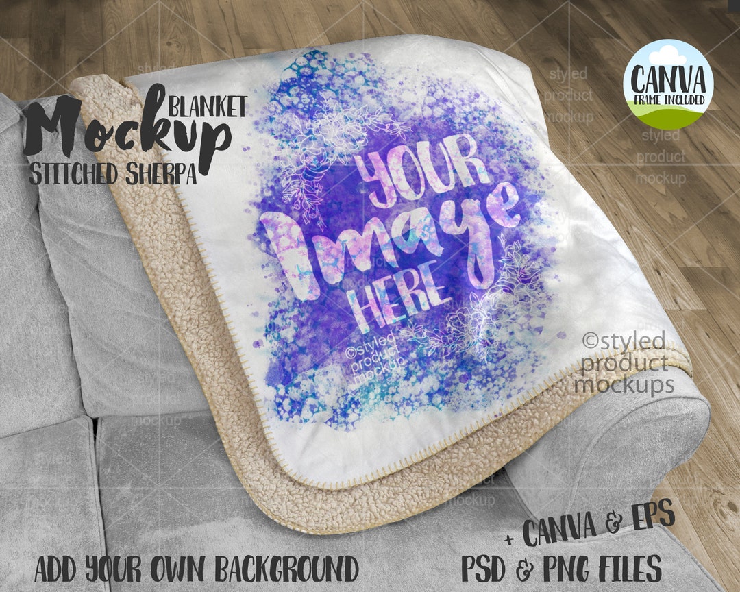 Dye Sublimation Large Stitched Sherpa Backed Blanket Mockup Add Your