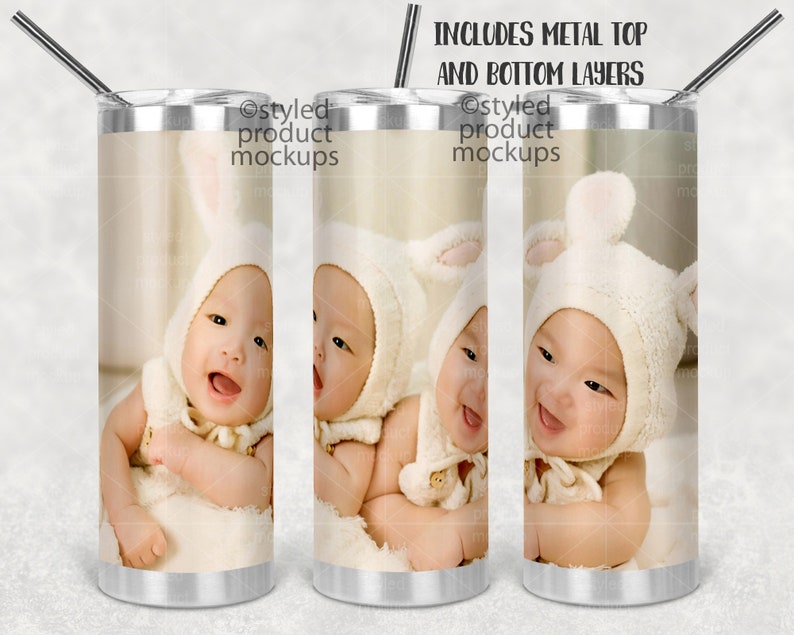 Download Dye sublimation 20 oz skinny tumbler full wrap view Mockup ...