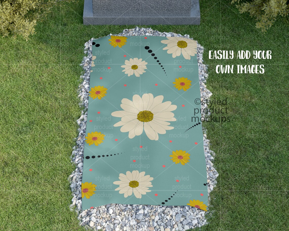 Dye Sublimation Memorial Grave Cover Blanket Mockup Add Your Etsy