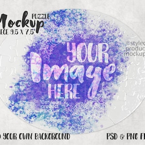 Dye sublimation 51 piece oval shaped puzzle Mockup | Add your own image and background