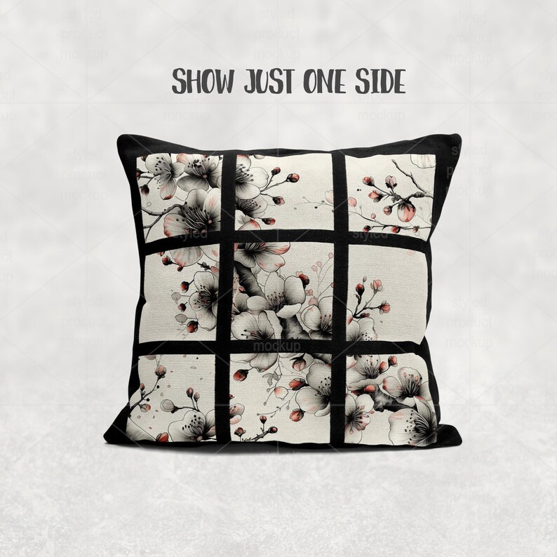 9 Panel Pillow Mockup | Dye Sublimation Pillow Mockup | Smart PSD, Canva Frame, Transparent PNG image 8