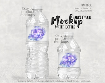 Party favor water bottle labels large and small Mockup | Add your own image and background | Canva frame mockup