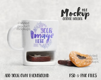 Maqueta de taza de galletas de Papá Noel con galletas / Agrega tu propia imagen y fondo