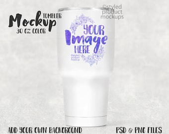 30oz color coated tumbler Mockup | Add your own image and background